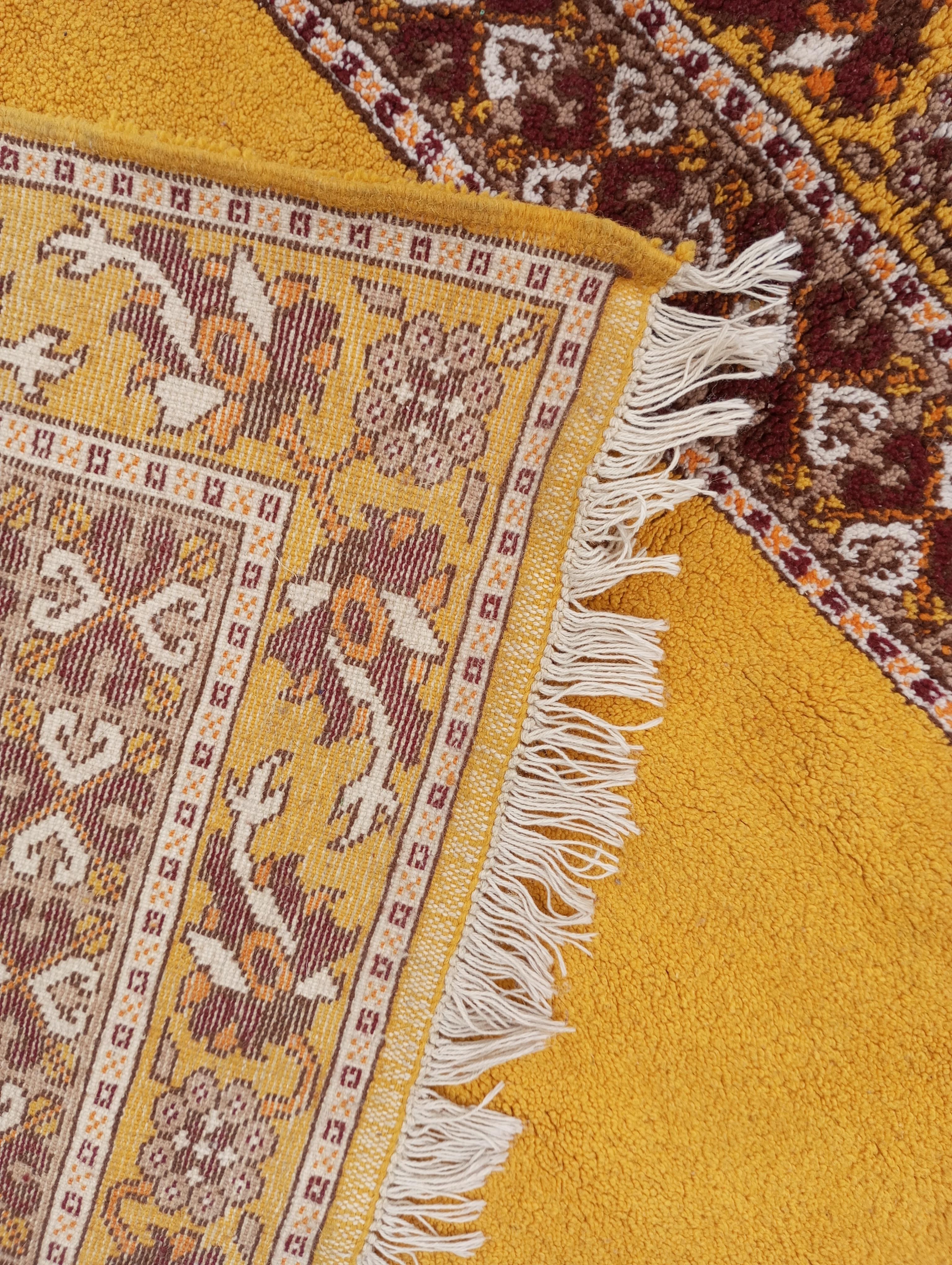 LM (Liselotte Malmsten) hand-knotted ochre-colored rug For Sale 2