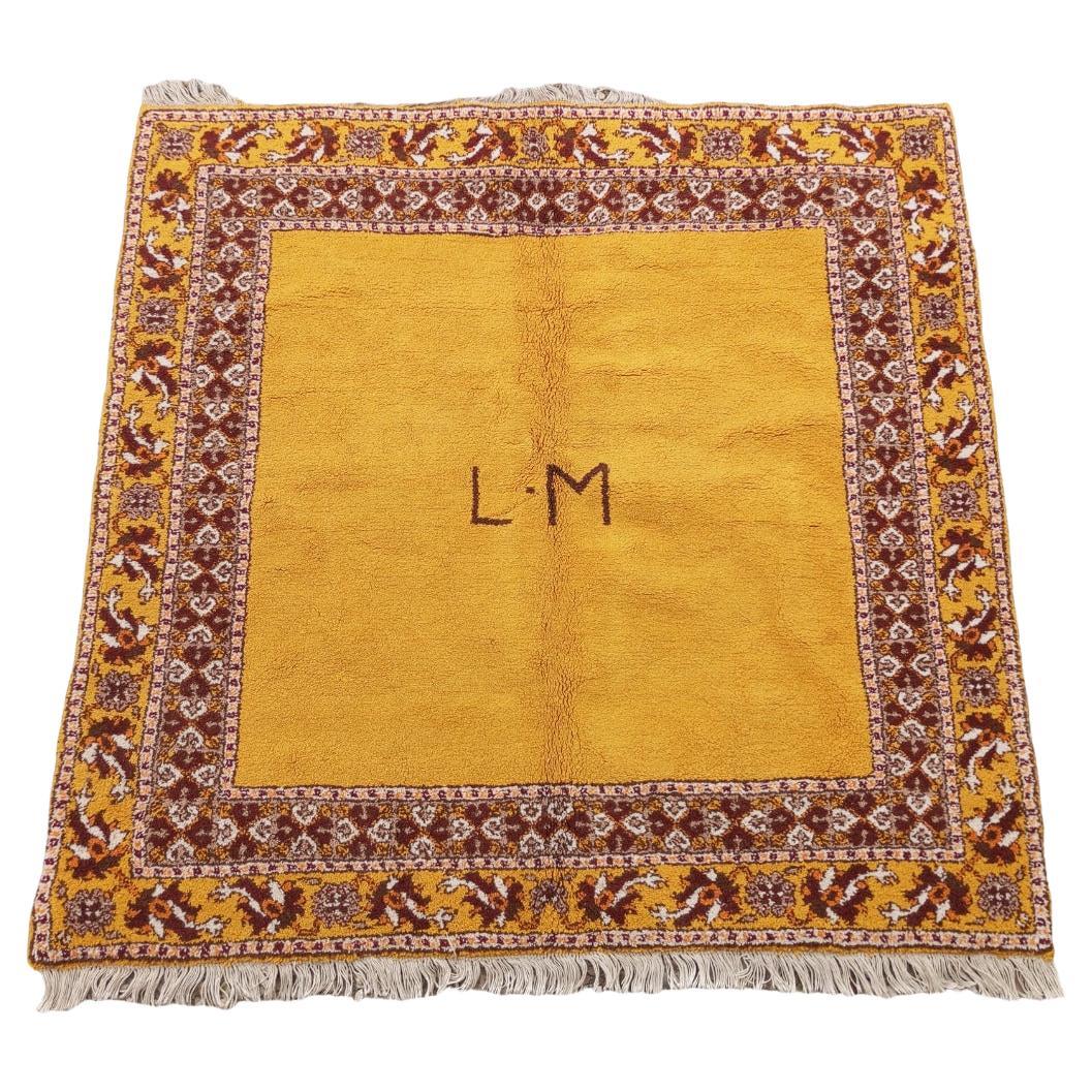 LM (Liselotte Malmsten) hand-knotted ochre-colored rug For Sale
