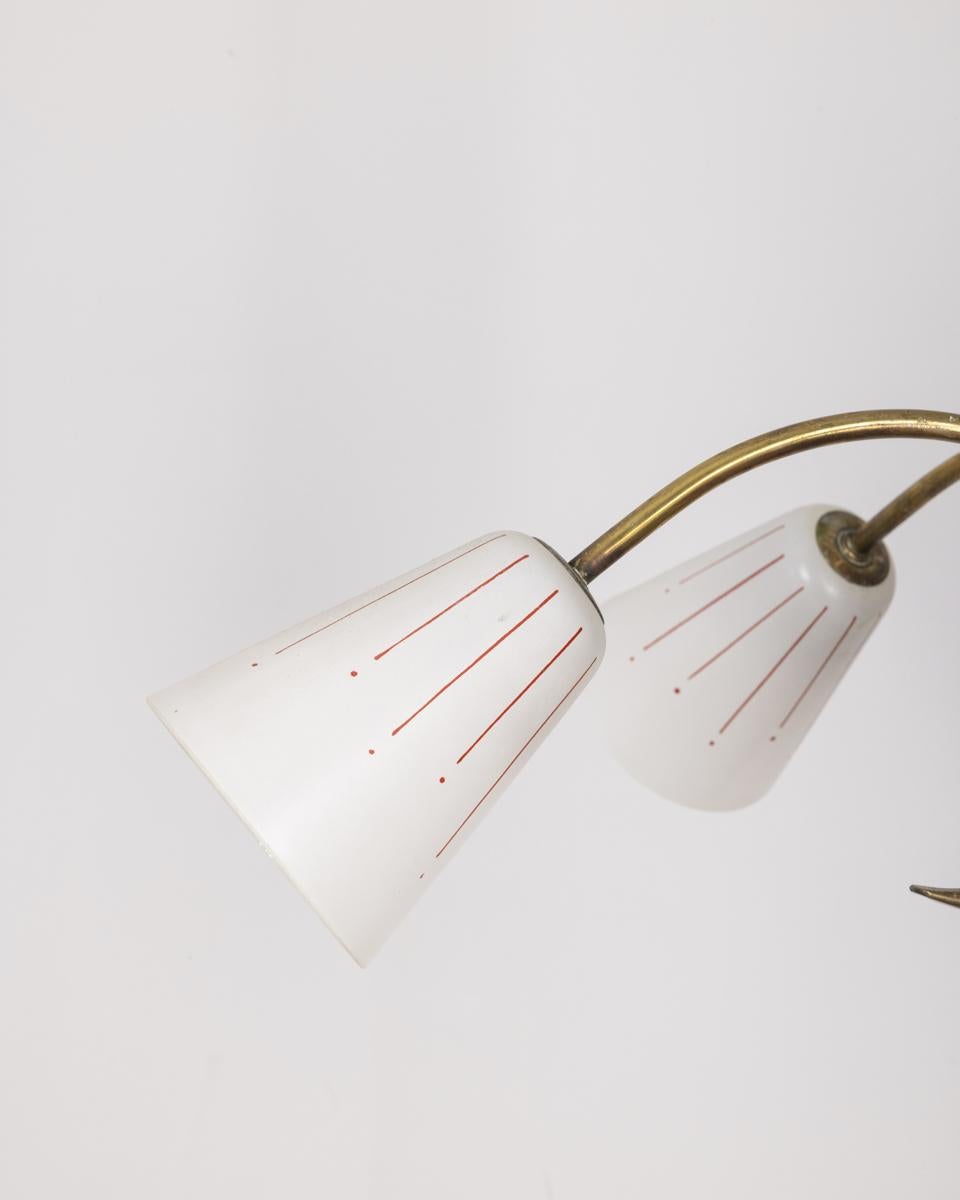 Lmpadario vintage 1960s red metal and glass Italian design In Good Condition For Sale In None, IT