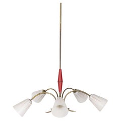 Lmpadario vintage 1960s red metal and glass Italian design