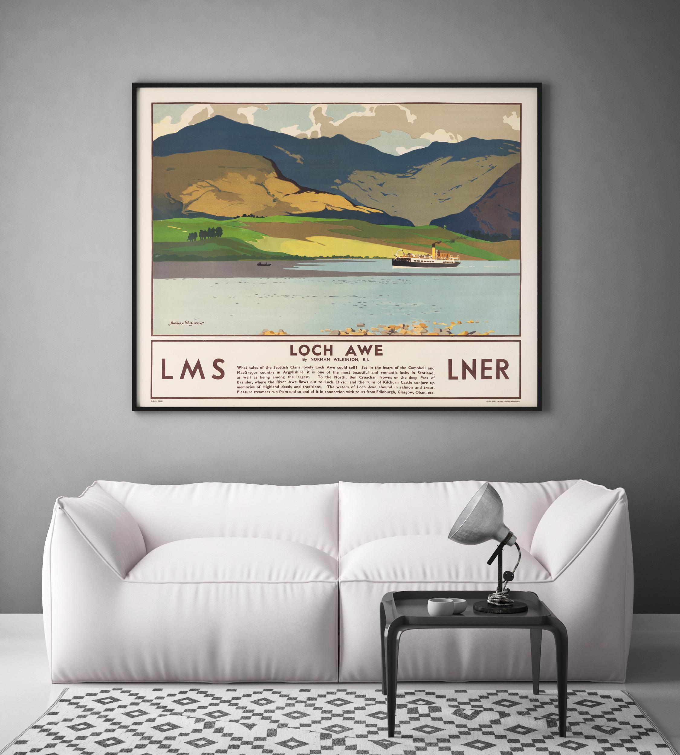 Moderne Affiche de voyage originale de la LMS LNER Loch Awe par Norman Wilkinson, années 1930 en vente
