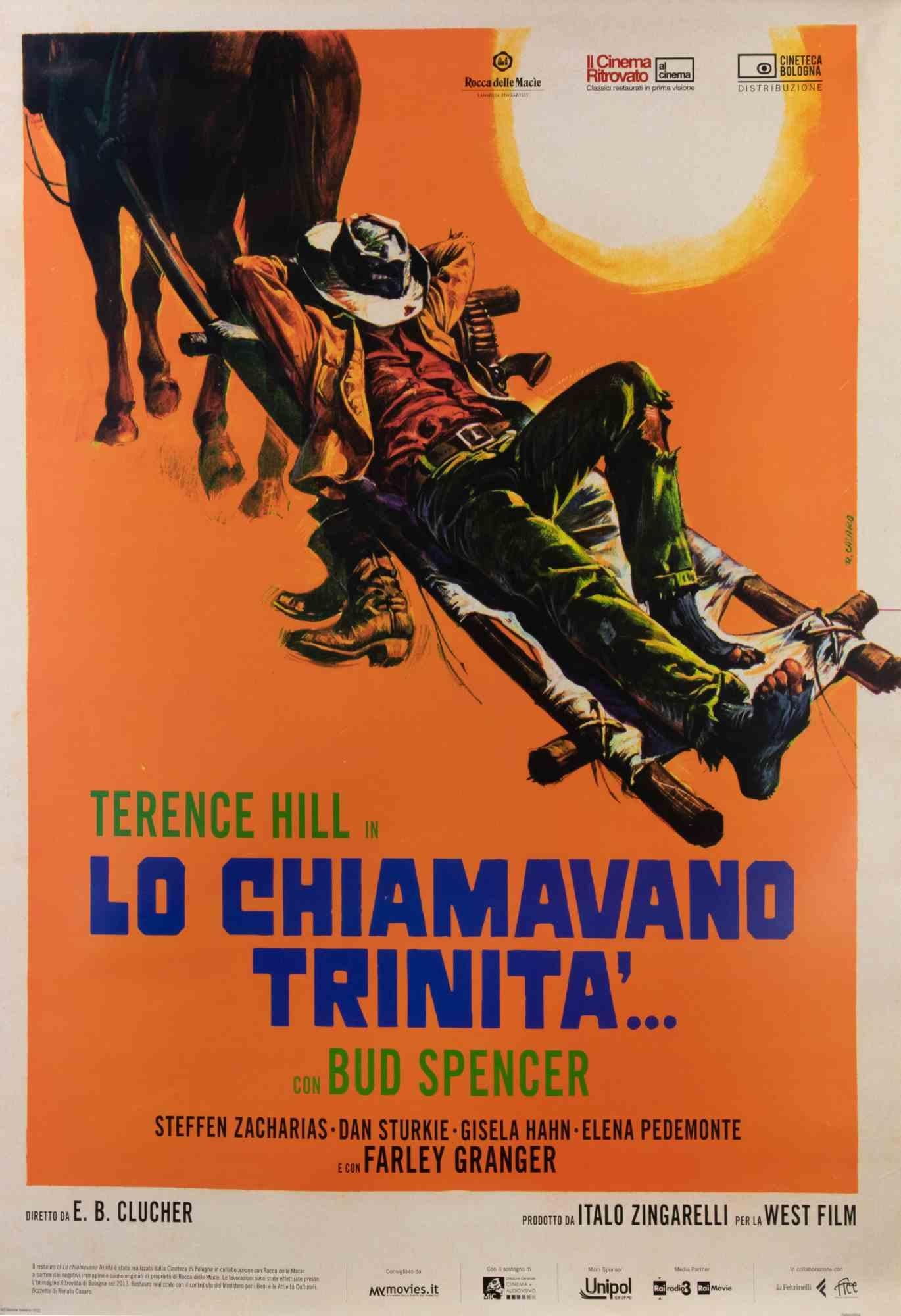 Italiano 2-Foglio (39 × 55 pollici), West Film Distribuzione.
Diretto da I. A. B. Clucher (Enzo Barboni). Con Terence Hill, Bud Spencer, Farley Granger.
Classica commedia spaghetti western, con l'iconica immagine di Terence Hill reclinato su uno