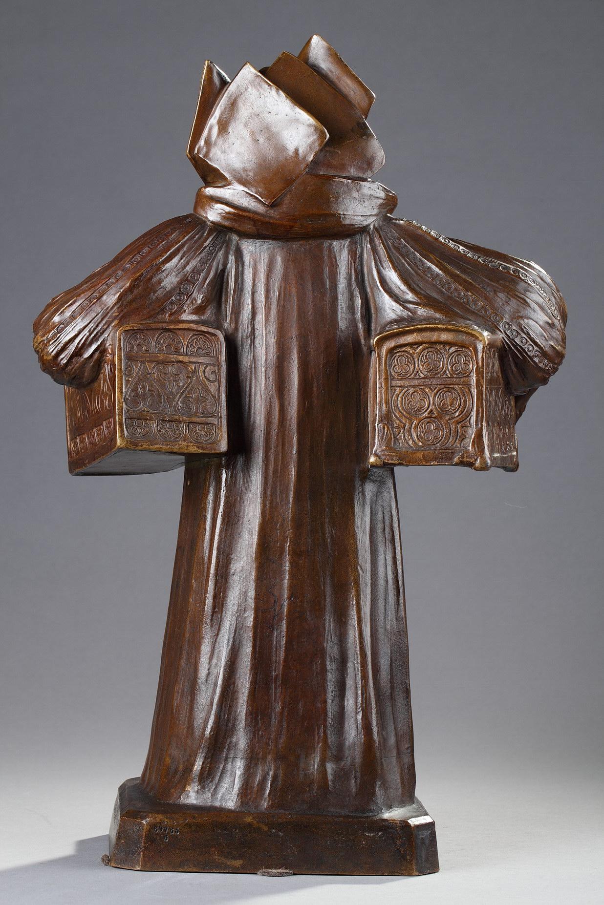 Dame mit Schatullen
von Léo LAPORTE-BLAIRSY (1865-1923)

Bronze eine nuancierte braune Patina
signiert auf der Seite des Sockels 