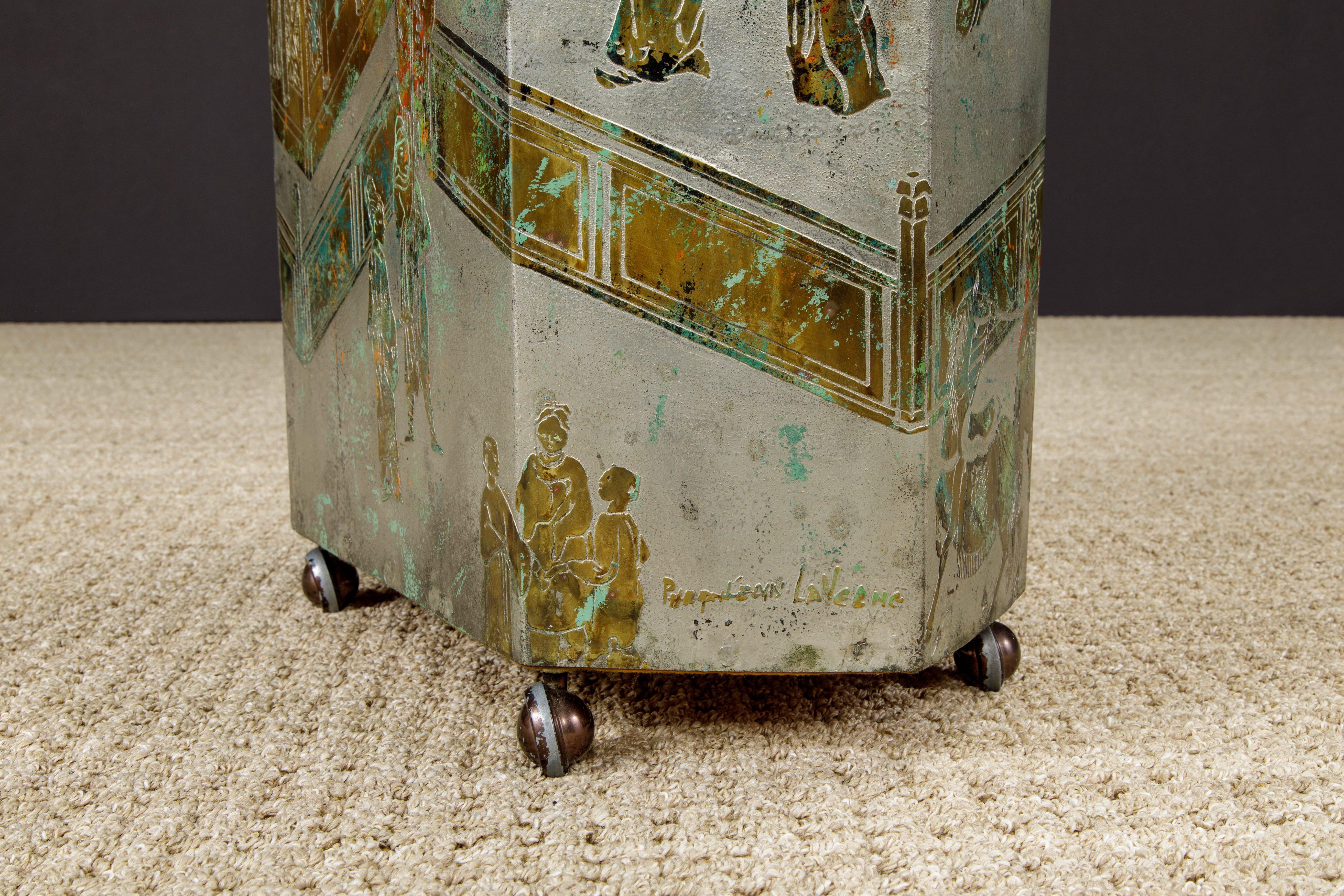 'Lo Ta' Bronze Side Table by Philip and Kelvin LaVerne, c 1965, Double Signed 6