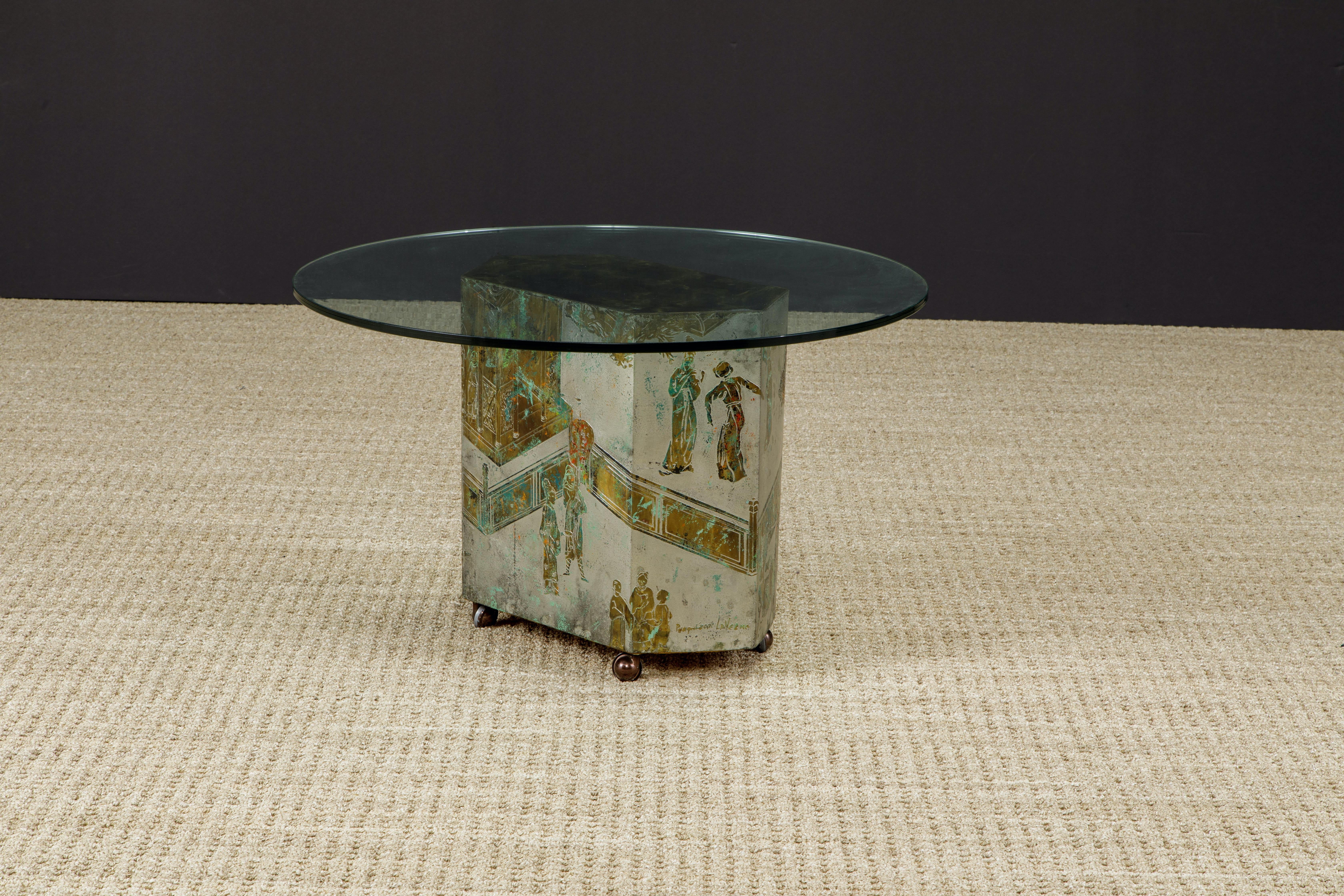 'Lo Ta' Bronze Side Table by Philip and Kelvin LaVerne, c 1965, Double Signed 12