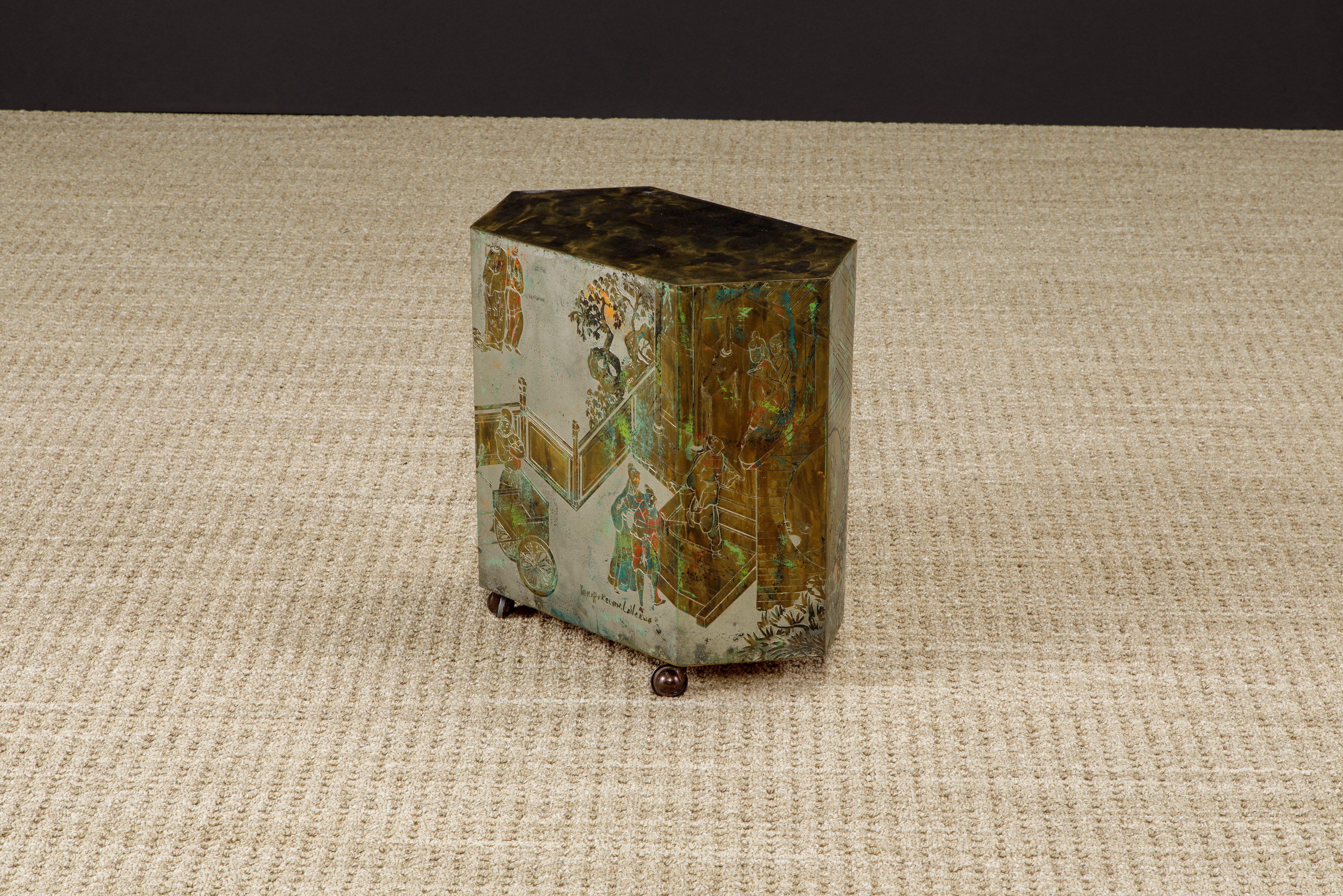 Mid-20th Century 'Lo Ta' Bronze Side Table by Philip and Kelvin LaVerne, c 1965, Double Signed