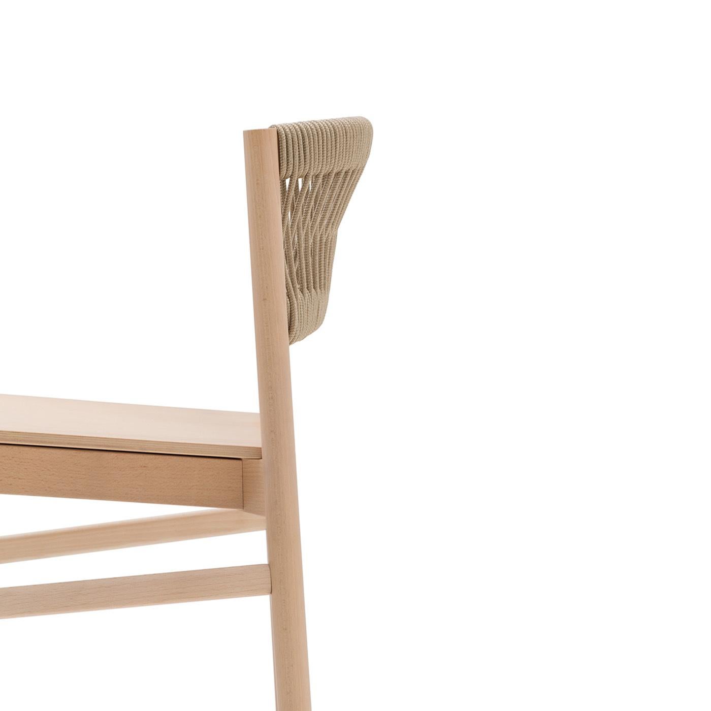 A timeless design object, the Load chair is inspired by Scandinavian design and brings to life a new idea about the meaning of contemporary.? The chair is made from solid beechwood.? In the Load Ropes version, ropes have been combined to makes the