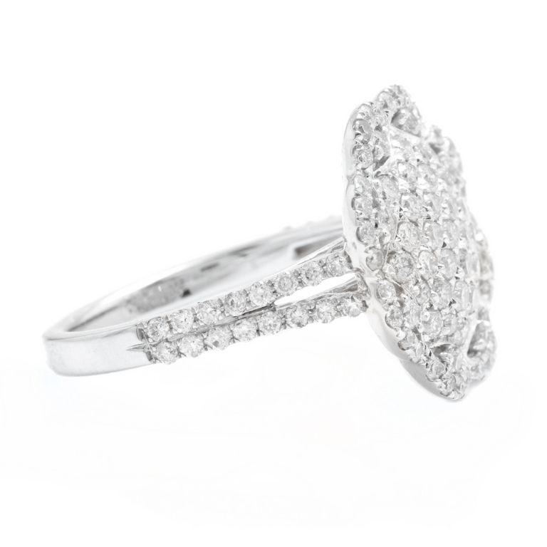 Splendid 1.38 Carats Natural Diamond 14K Solid White Gold Ring In New Condition For Sale In Los Angeles, CA