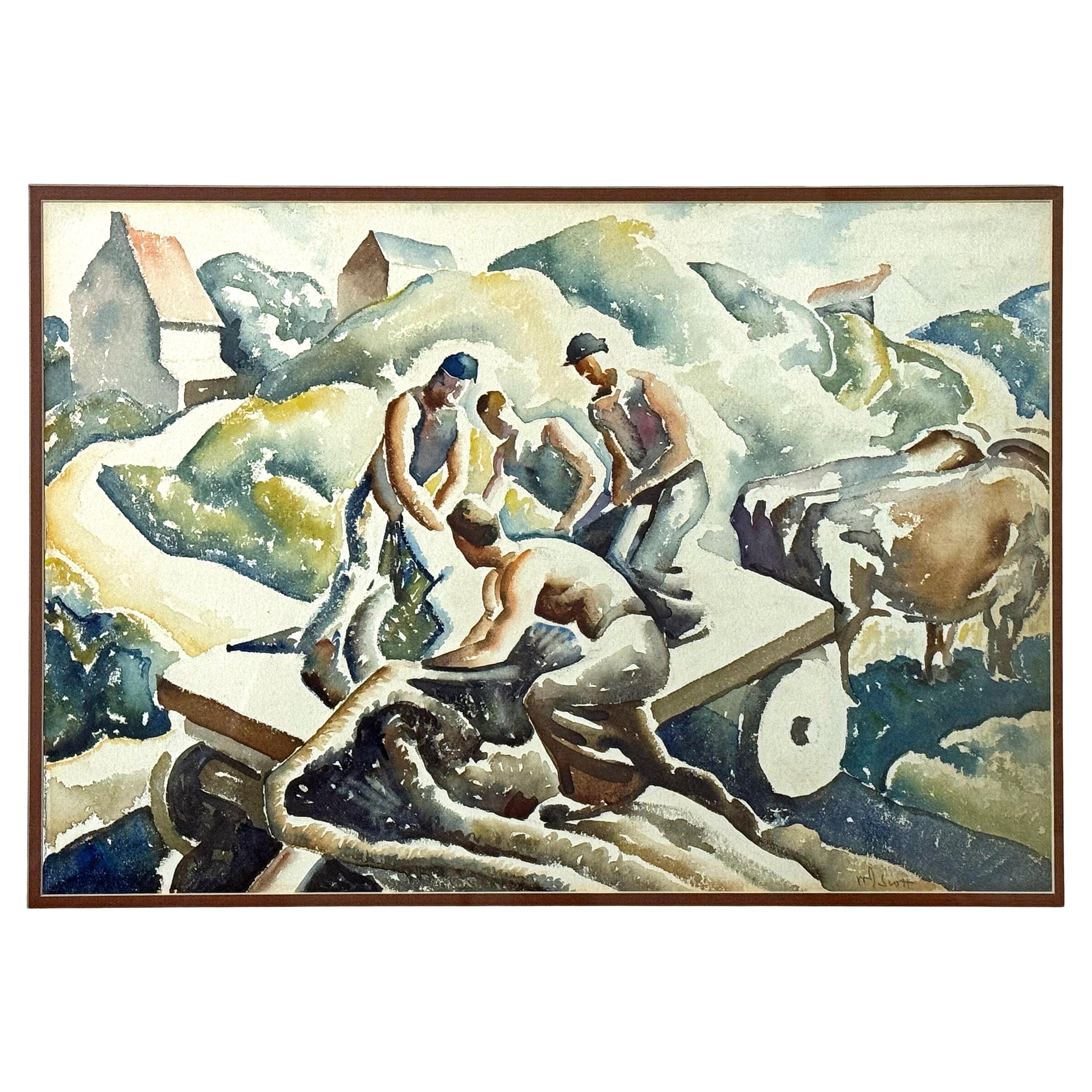 "Loading the Wagon", Importante Escena Regional Ptg, Thomas Hart Benton Colega