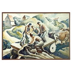 "Loading the Wagon", Importante Escena Regional Ptg, Thomas Hart Benton Colega