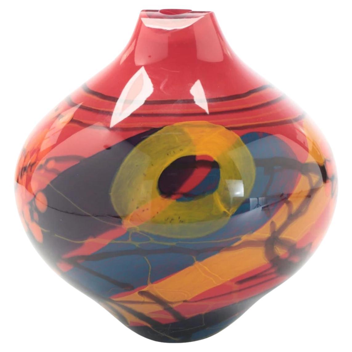 Ioan Nemtoi ruffled Contemporary Art Glass Signed Vase
