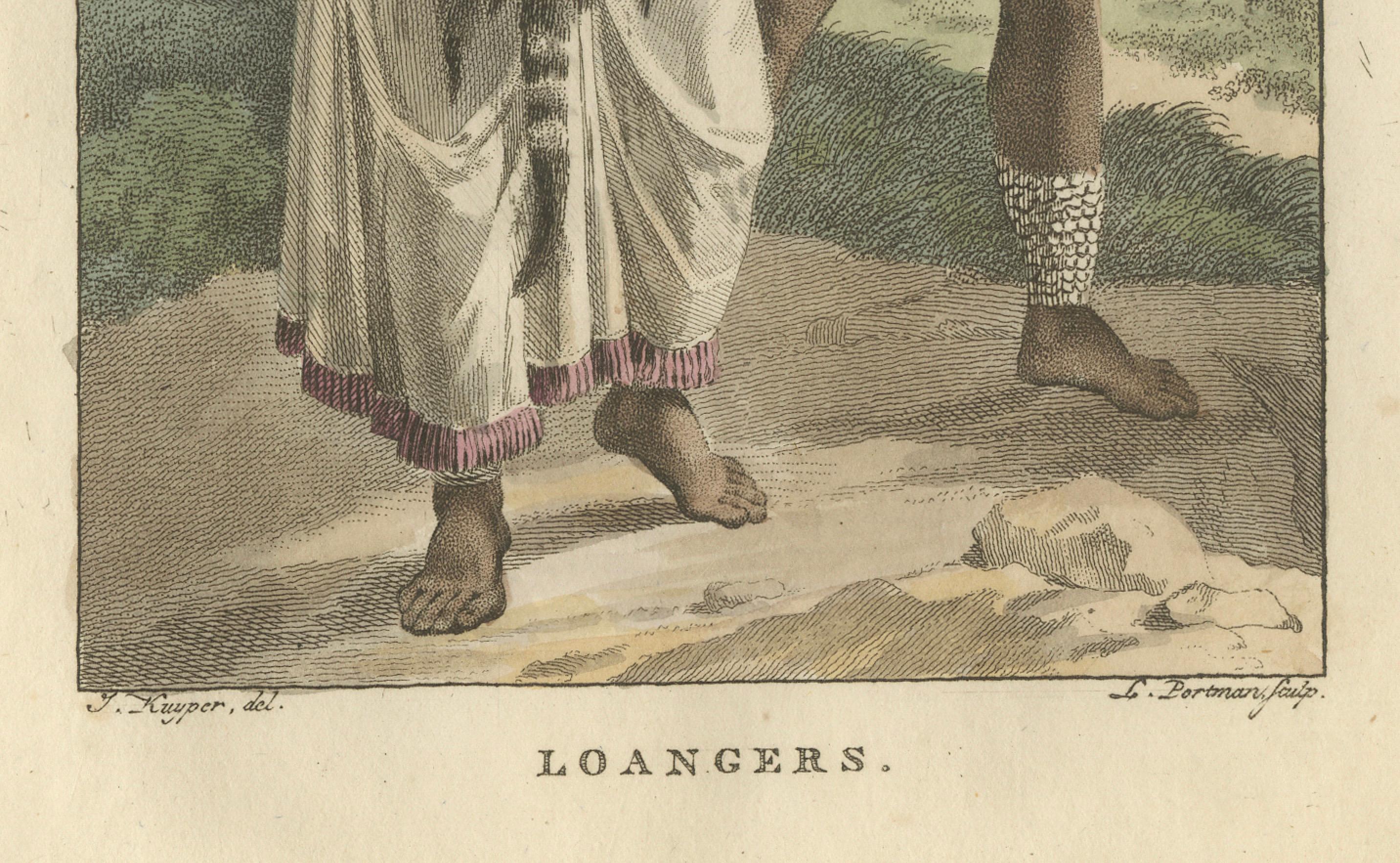 Loangers, Central Africa – Antique Hand-Colored Ethnographic Engraving (c.1810)