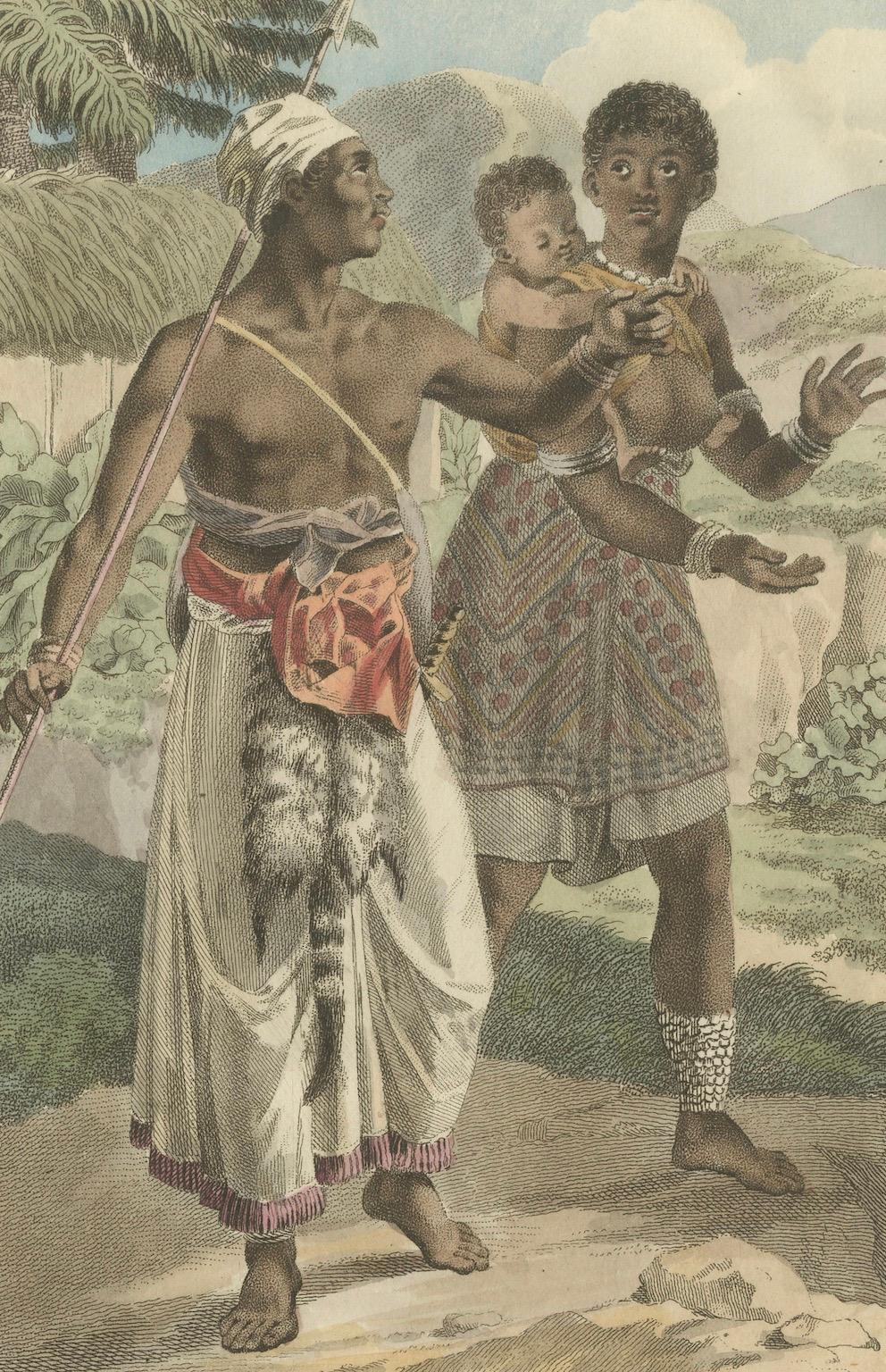 Loangers, Central Africa – Antique Hand-Colored Ethnographic Engraving (c.1810)