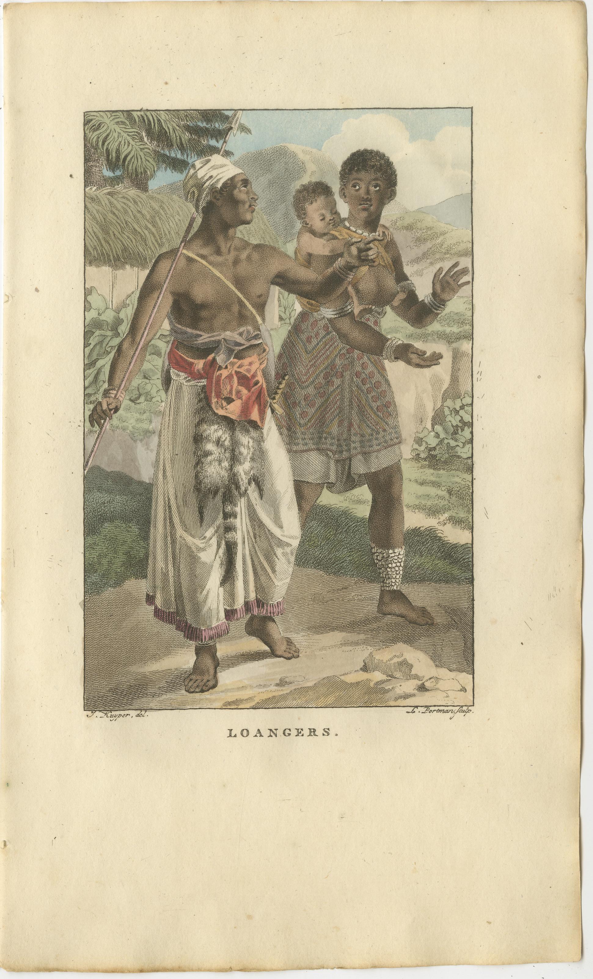 Loangers, Central Africa – Antique Hand-Colored Ethnographic Engraving (c.1810)