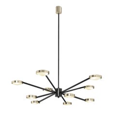 Lobby 10-light Black and Polished Brass Chandelier by Il Paralume Marina