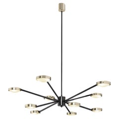 Lobby 10-light Black and Polished Brass Chandelier by Il Paralume Marina