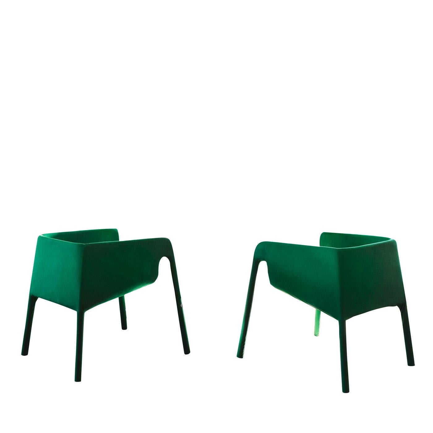 Italian Lobby Green Velvet Chair by StokkeAustad