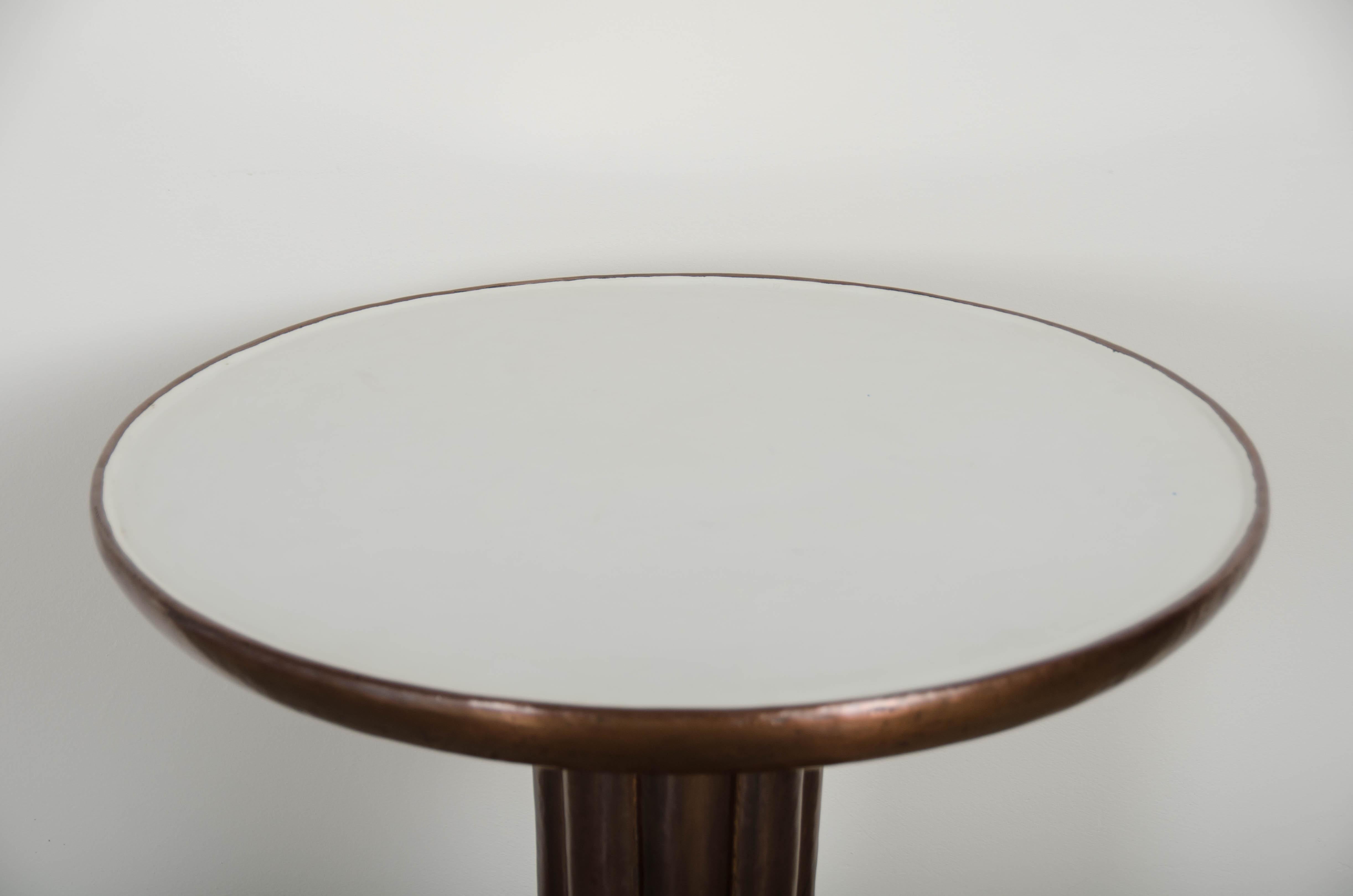 Lobed Le Verre Table - Cream Lacquer and Copper by Robert Kuo, Limited Edition In New Condition For Sale In Los Angeles, CA