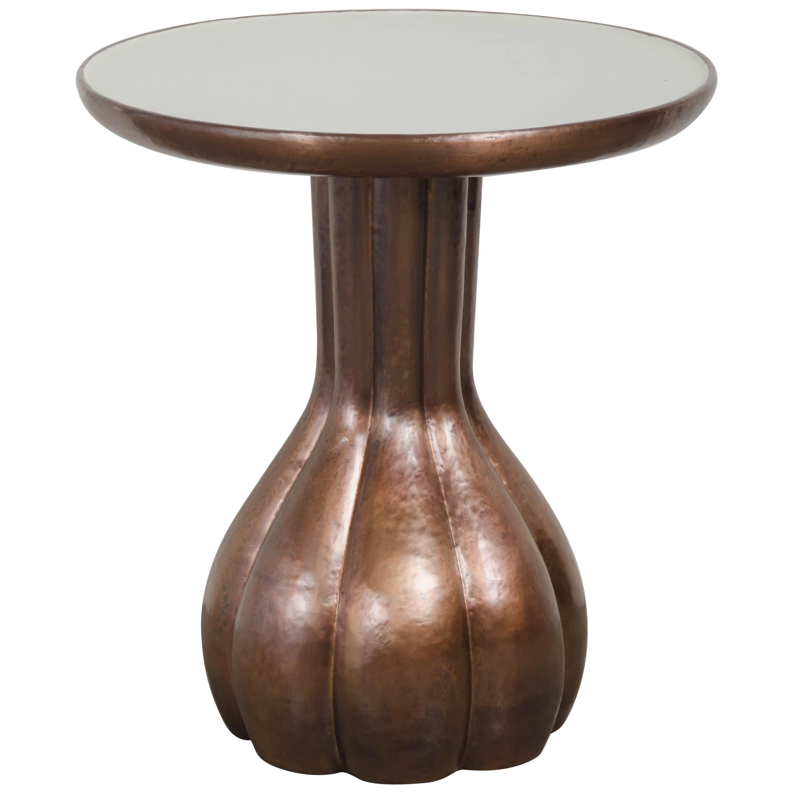 Lobed Le Verre Table - Cream Lacquer and Copper by Robert Kuo, Limited Edition For Sale