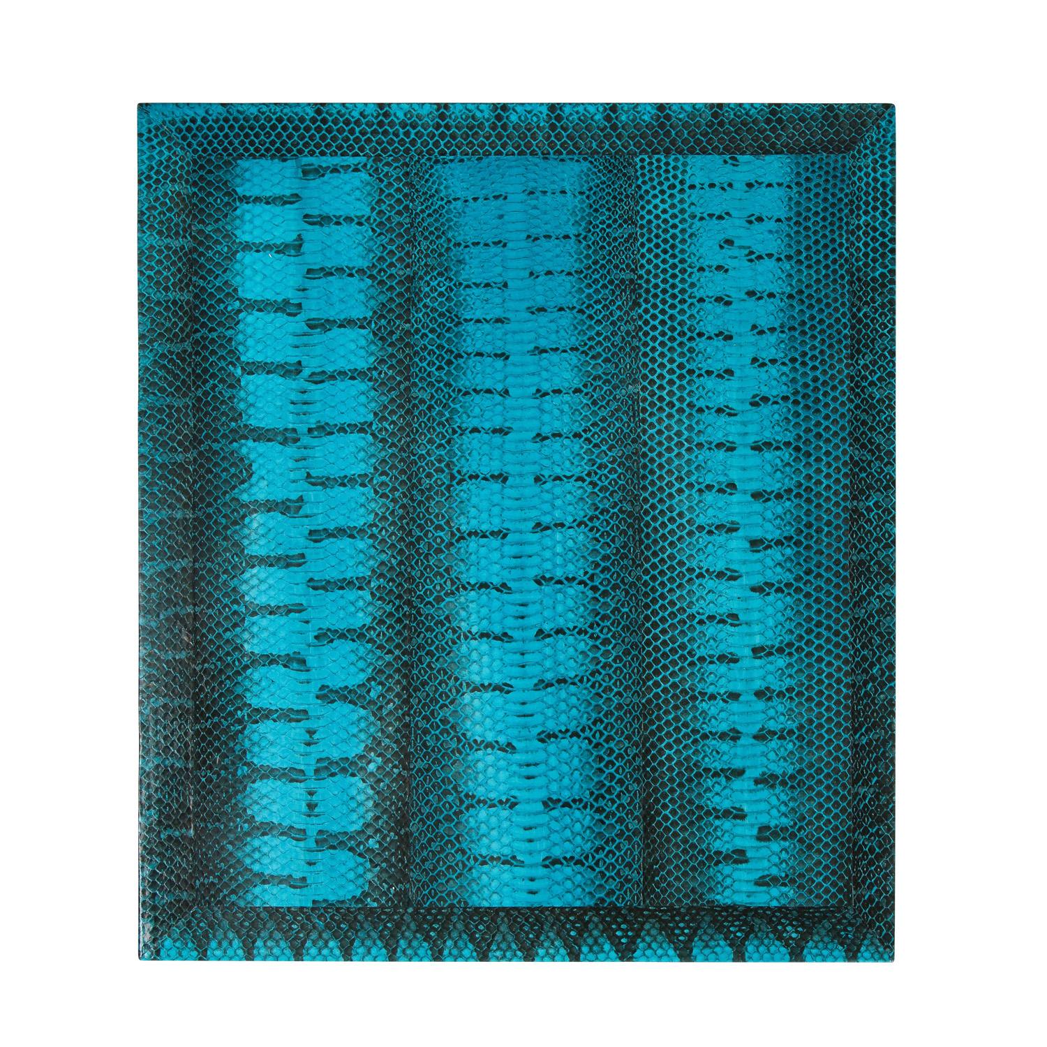 Lobel Originals 2-stöckiger Beistelltisch in exotischem Blau aus Schlangenhaut, neu (Moderne) im Angebot
