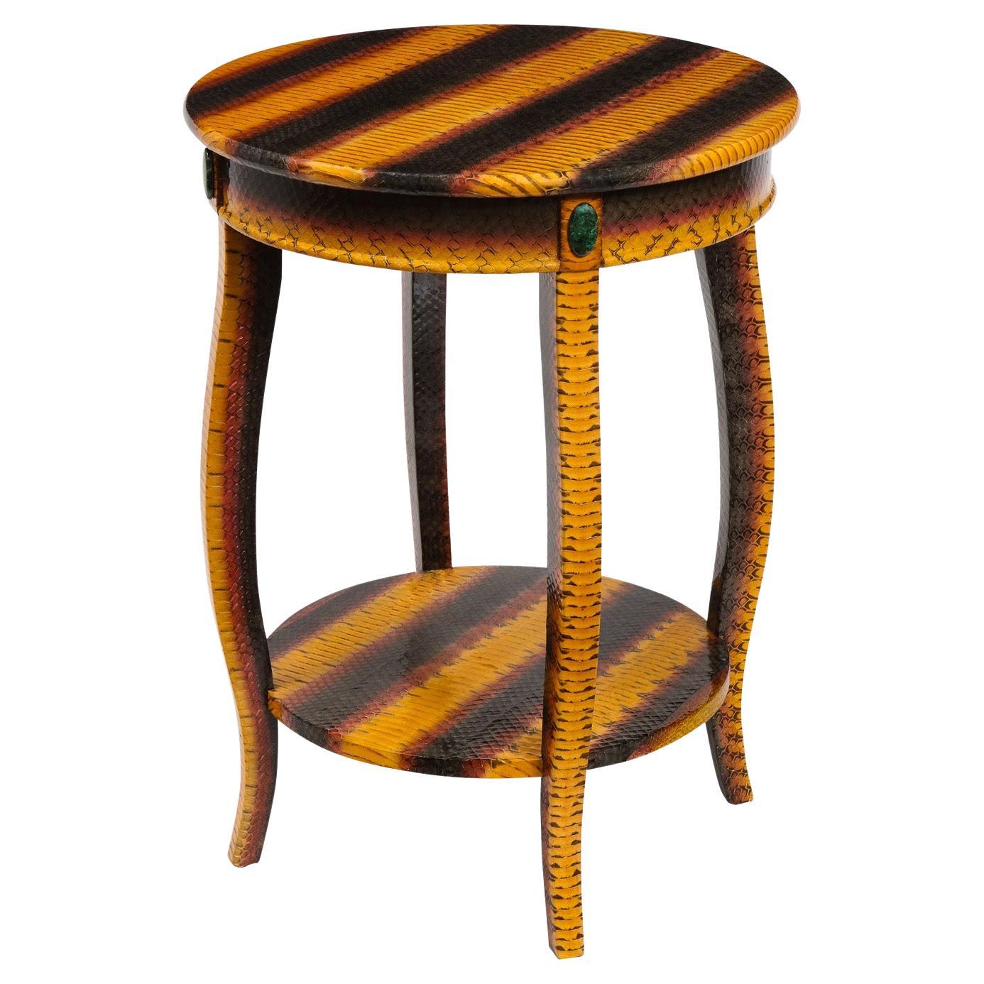 Lobel Originals 2-Tier Side Table in Snake Skin and Malachite 2022 'Signed'