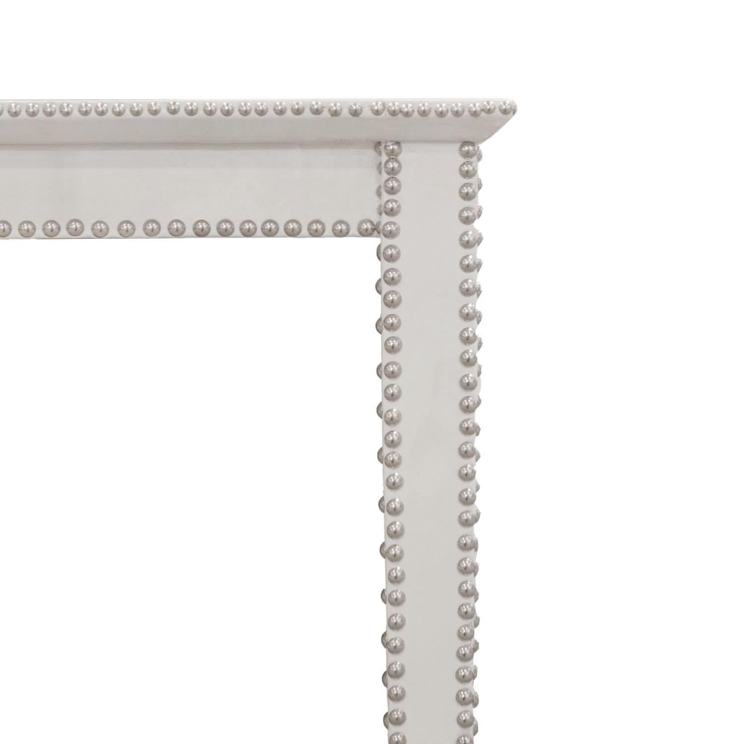 Lobel Originals Console Table in Leather and Chrome Studs circa 2010 'Signed' In Good Condition For Sale In New York, NY