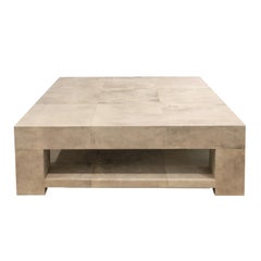 Lobel Originals Custom 2-Tier Coffee Table in Lacquered Goatskin, Made to Order