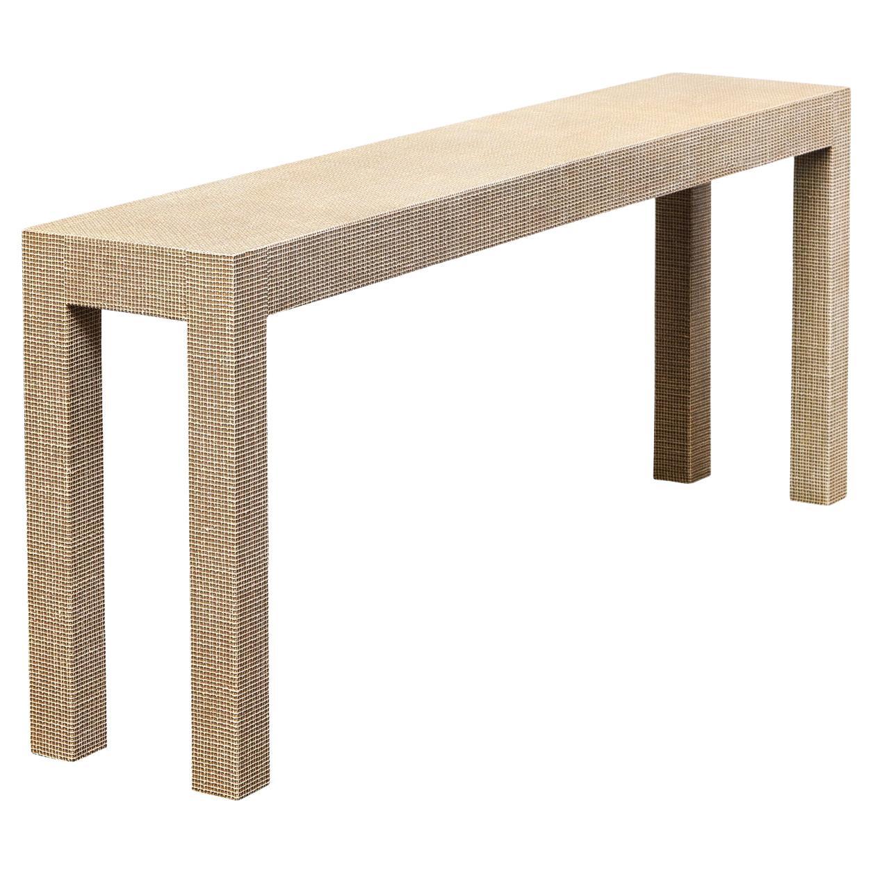 Lobel Originals Custom Console Table in 2-Tone Lacquered Linen, Made to Order For Sale