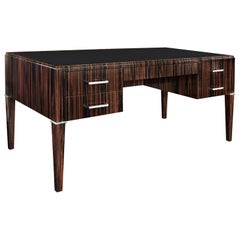 Lobel Originals Desk in Macassar Ebony with Leather Top, Made to Order