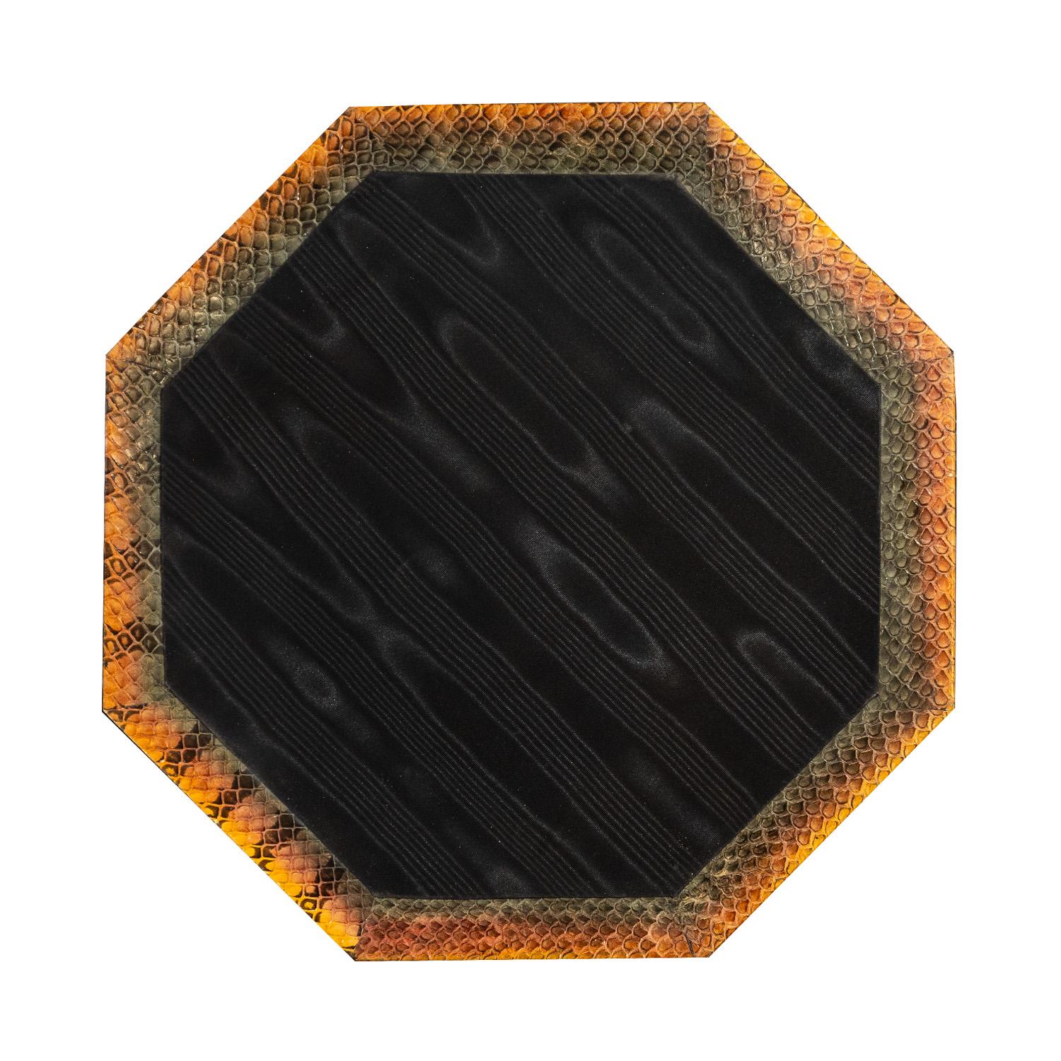Hand-Crafted Lobel Originals Octagonal Tray in Multicolor Python with Malachite Accents - New For Sale