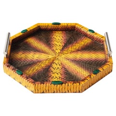 Lobel Originals Octagonal Tray in Multicolor Python with Malachite Accents - New