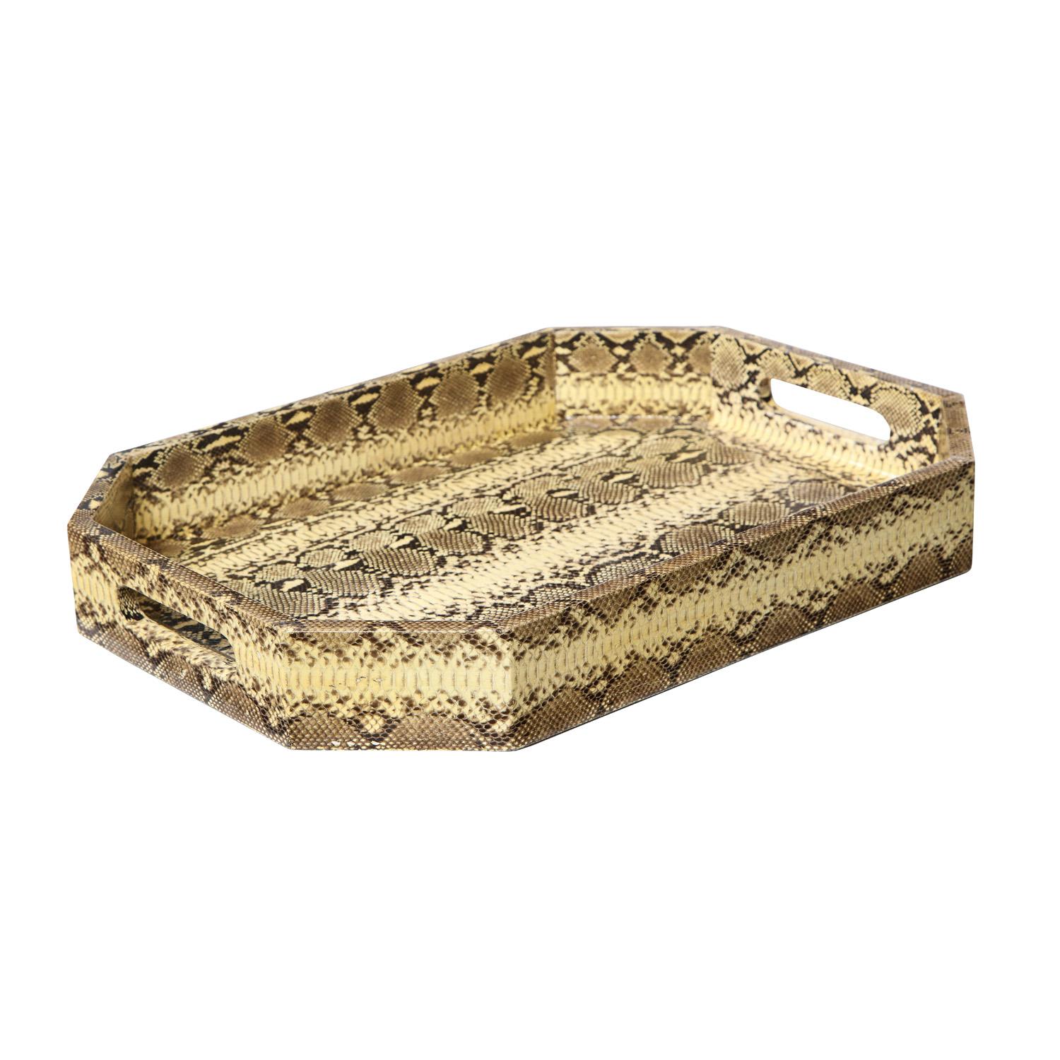 Modern Lobel Originals Octagonal Tray in Natural Python, New For Sale