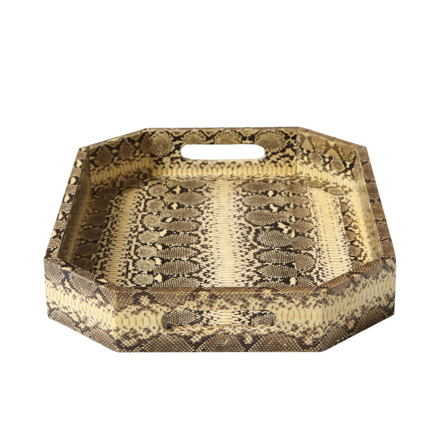 American Lobel Originals Octagonal Tray in Natural Python, New For Sale