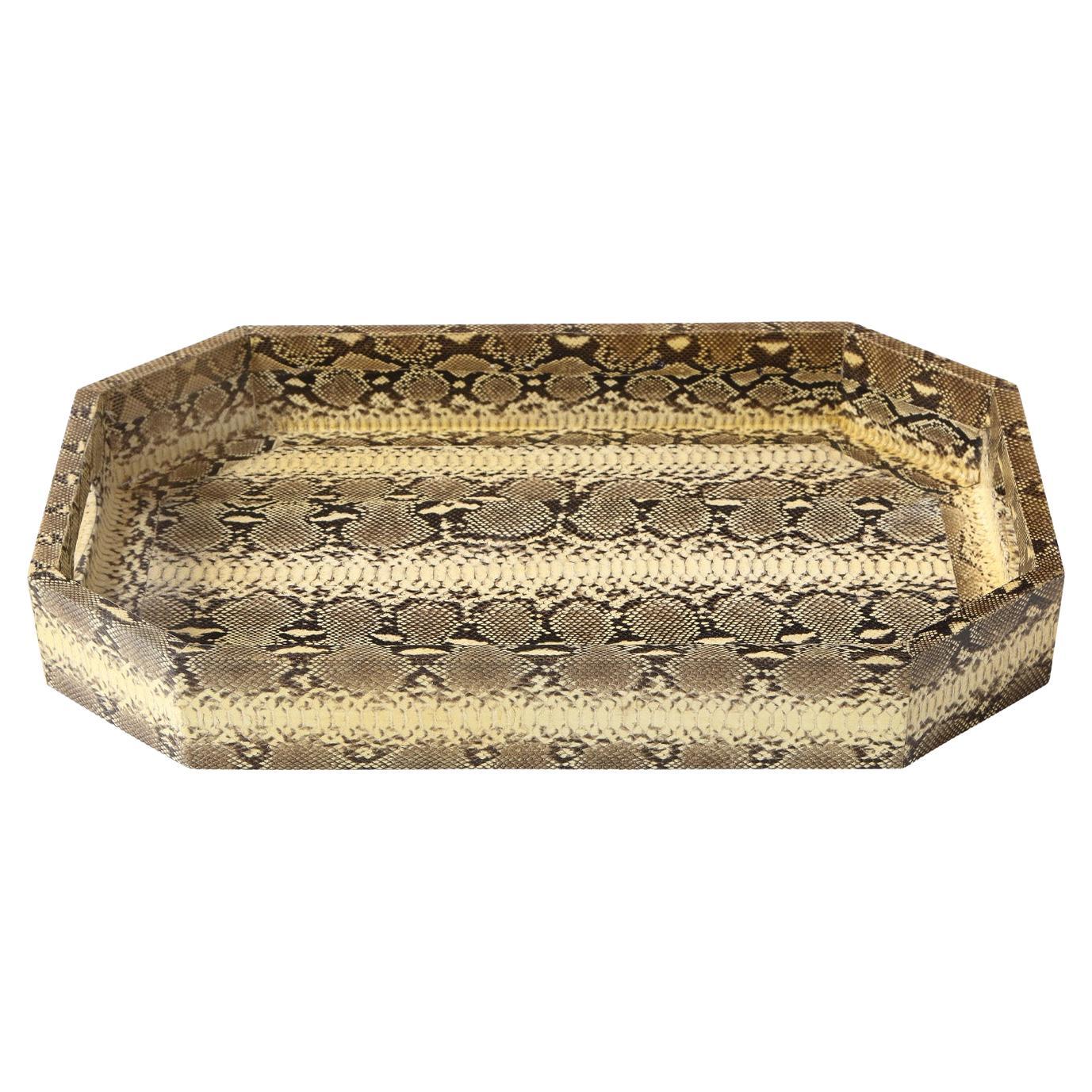 Lobel Originals Octagonal Tray in Natural Python, New For Sale