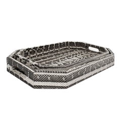 Lobel Originals Coppia di vassoi ottagonali in pitone bianco e nero 2024 (firmato)