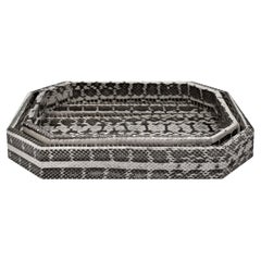 Lobel Originals Paire de plateaux octogonaux en noir et blanc Python 2024 (Signé)
