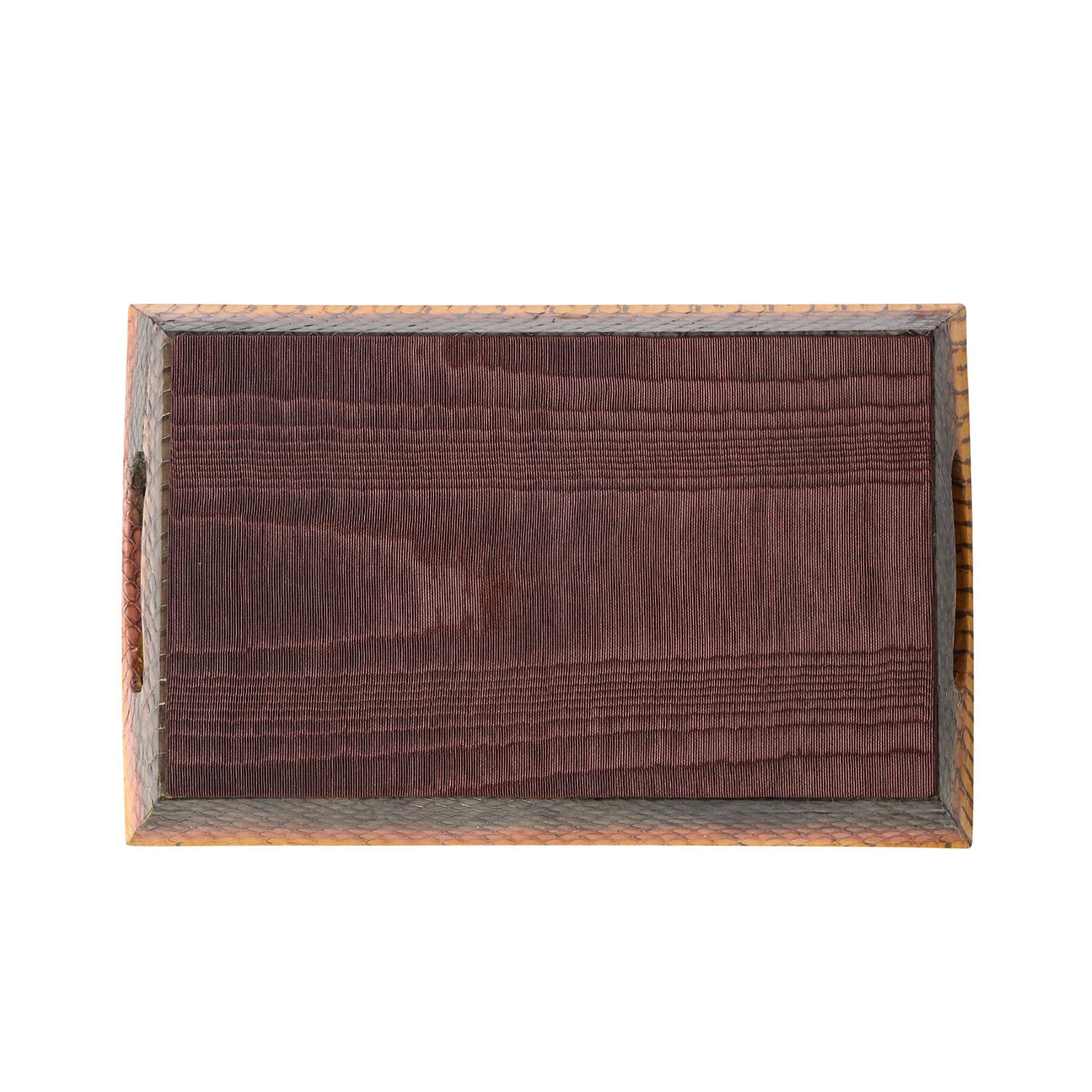 Lobel Originals Rectangular Tray in Gray, Plum and Sunflower Python, New In New Condition For Sale In New York, NY
