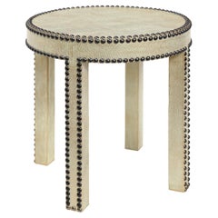 Lobel Originals Side Table in Platinum Embossed Lizard and Bronze Studs 'New'