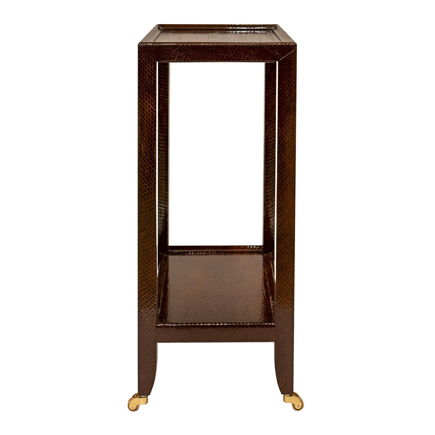 Hand-Crafted Lobel Originals Telephone Table in Brown Cobra Skin 2024 - Made to Order For Sale