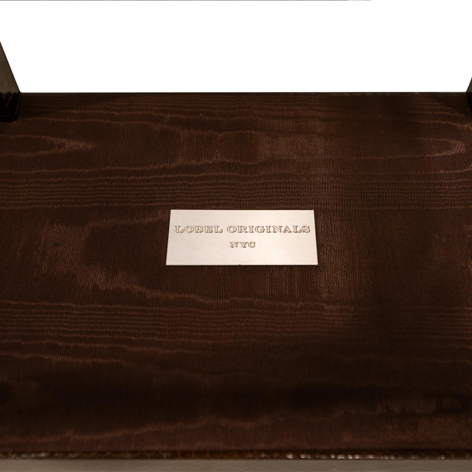 Brass Lobel Originals Telephone Table in Brown Cobra Skin 2024 - Made to Order For Sale