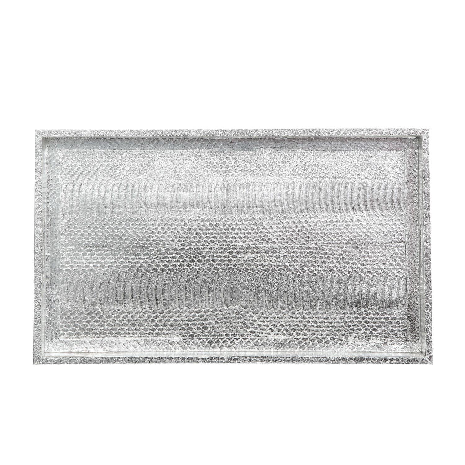 Hand-Crafted Lobel Originals Tray in Silver Python, New For Sale