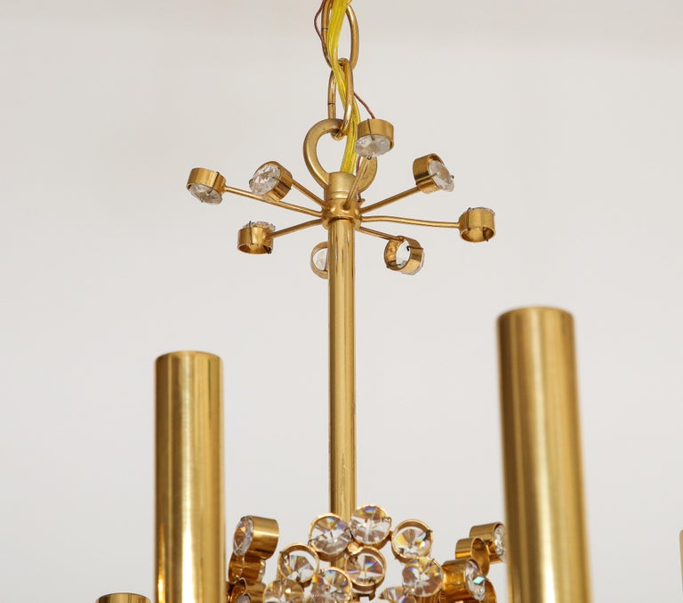 Lobmeyr Circular Brass and Crystal Nine Light Chandelier by Hans Harald ...