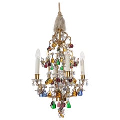 Vintage Lobmeyr 'Fruit' Chandelier Pendant Light, Glass Gilt Metal, 1950s