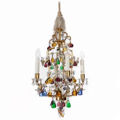 Retro Lobmeyr 'Fruit' Chandelier Pendant Light, Glass Gilt Metal, 1950s