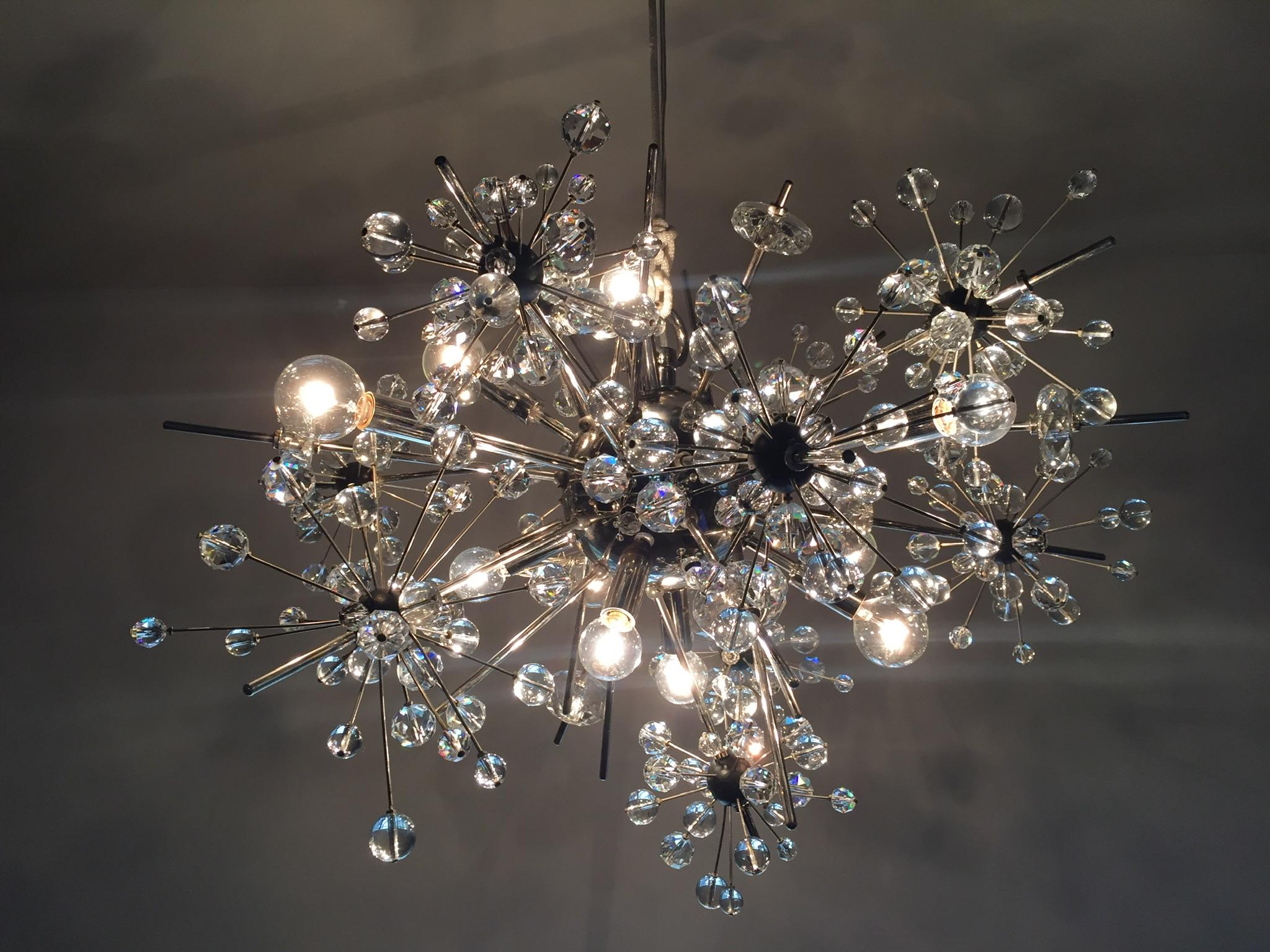 Lobmeyr, designed by Hans Harold Rath originally for the Metropolitan Opera at Lincoln center, made in Austria. Vintage Chandelier, the Met erupted when the chandelier rose toward the ceiling at its grand opening party Sept 16, 1966.