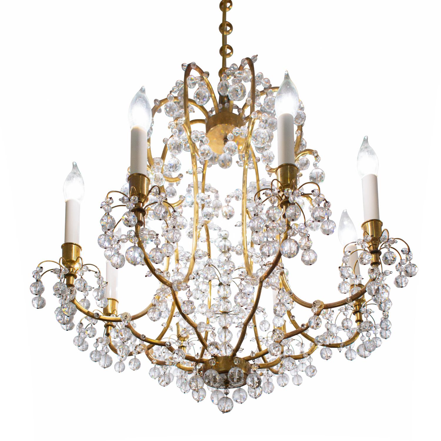 Mid-Century Modern Lobmeyr Rare and Stunning Chandelier with Crystals 1959 For Sale