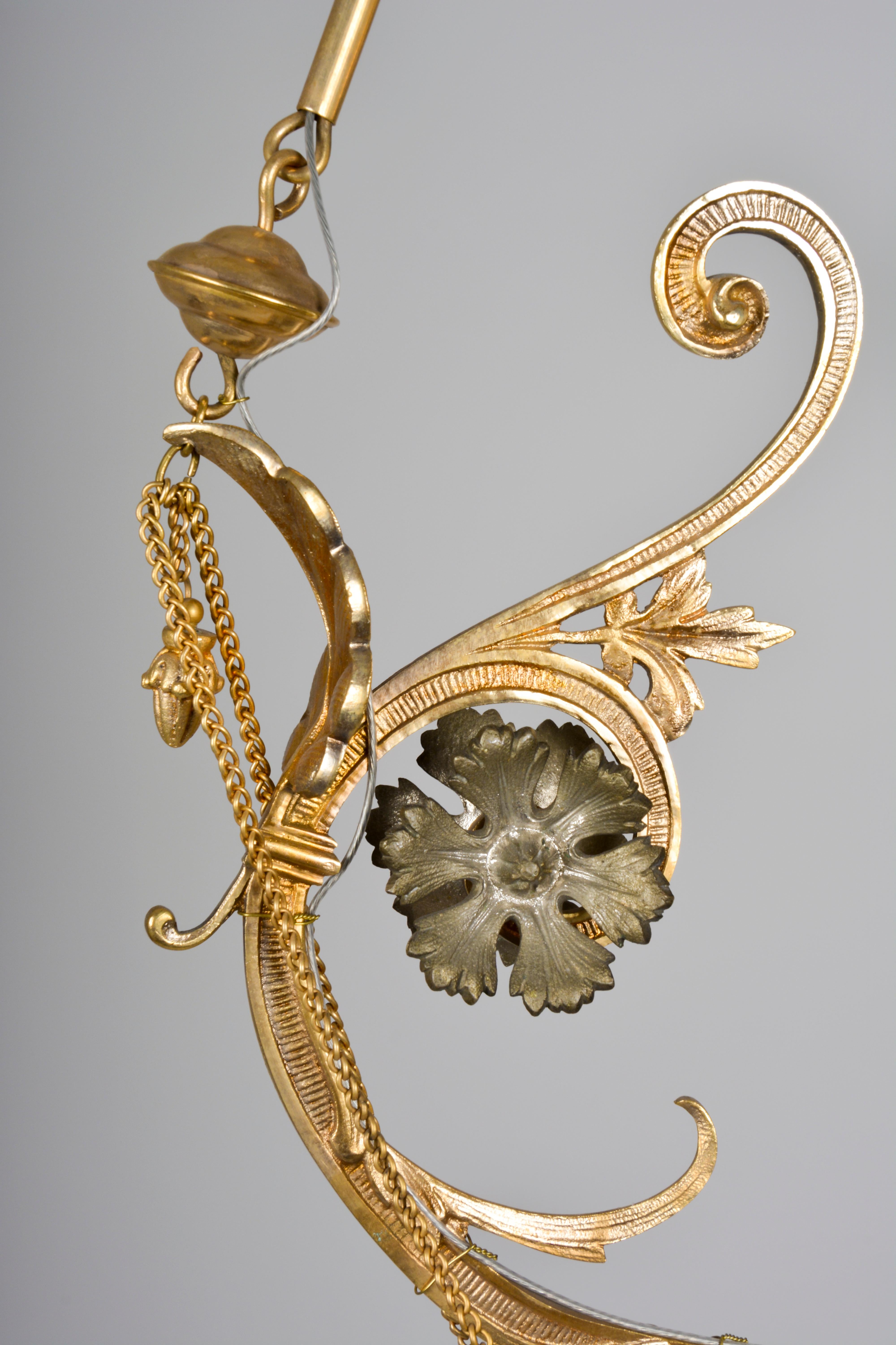Neoclassical Revival Lobmeyr-Restored Empire-Style Eternal Flame Pendant Lamp For Sale