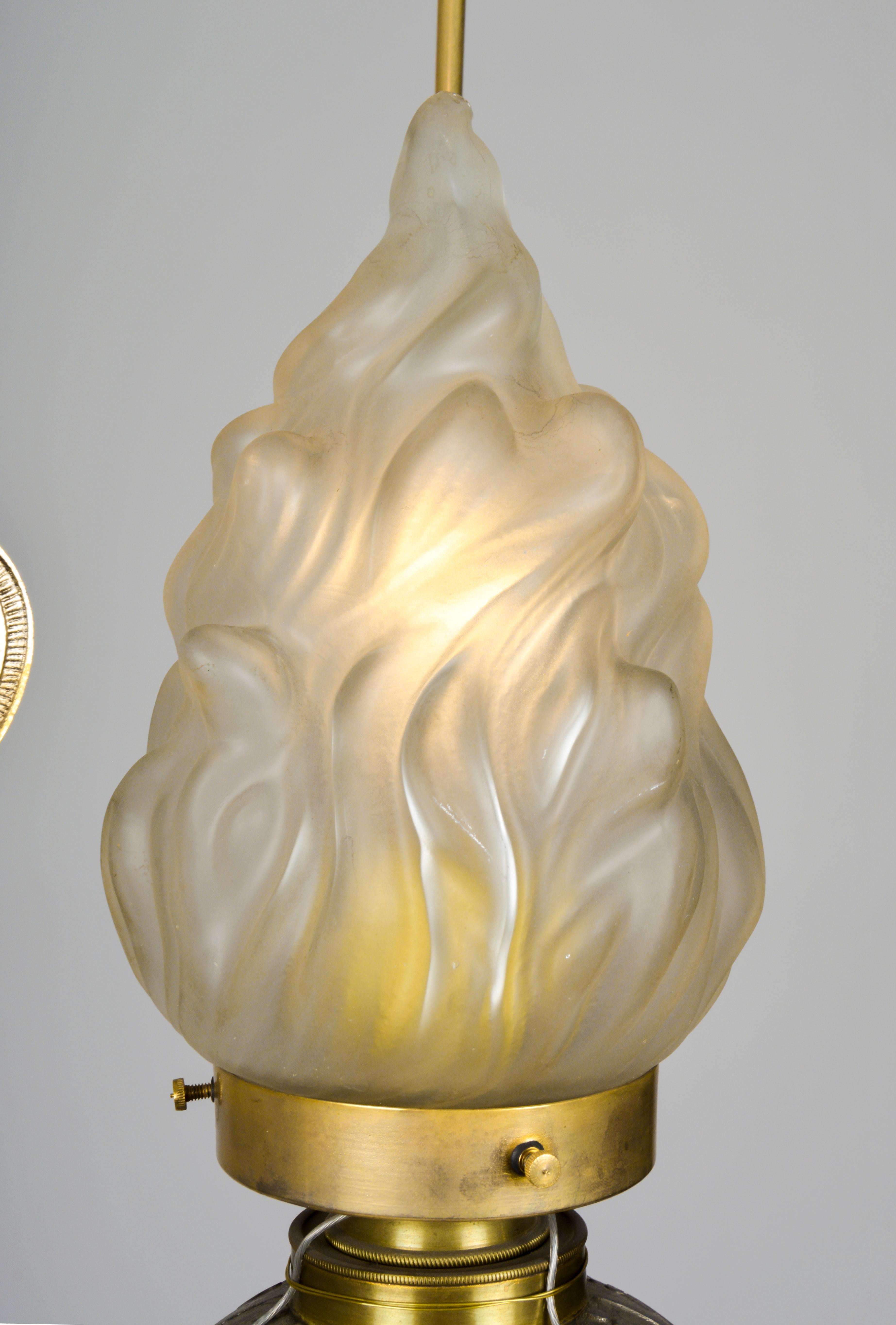 Cast Lobmeyr-Restored Empire-Style Eternal Flame Pendant Lamp For Sale