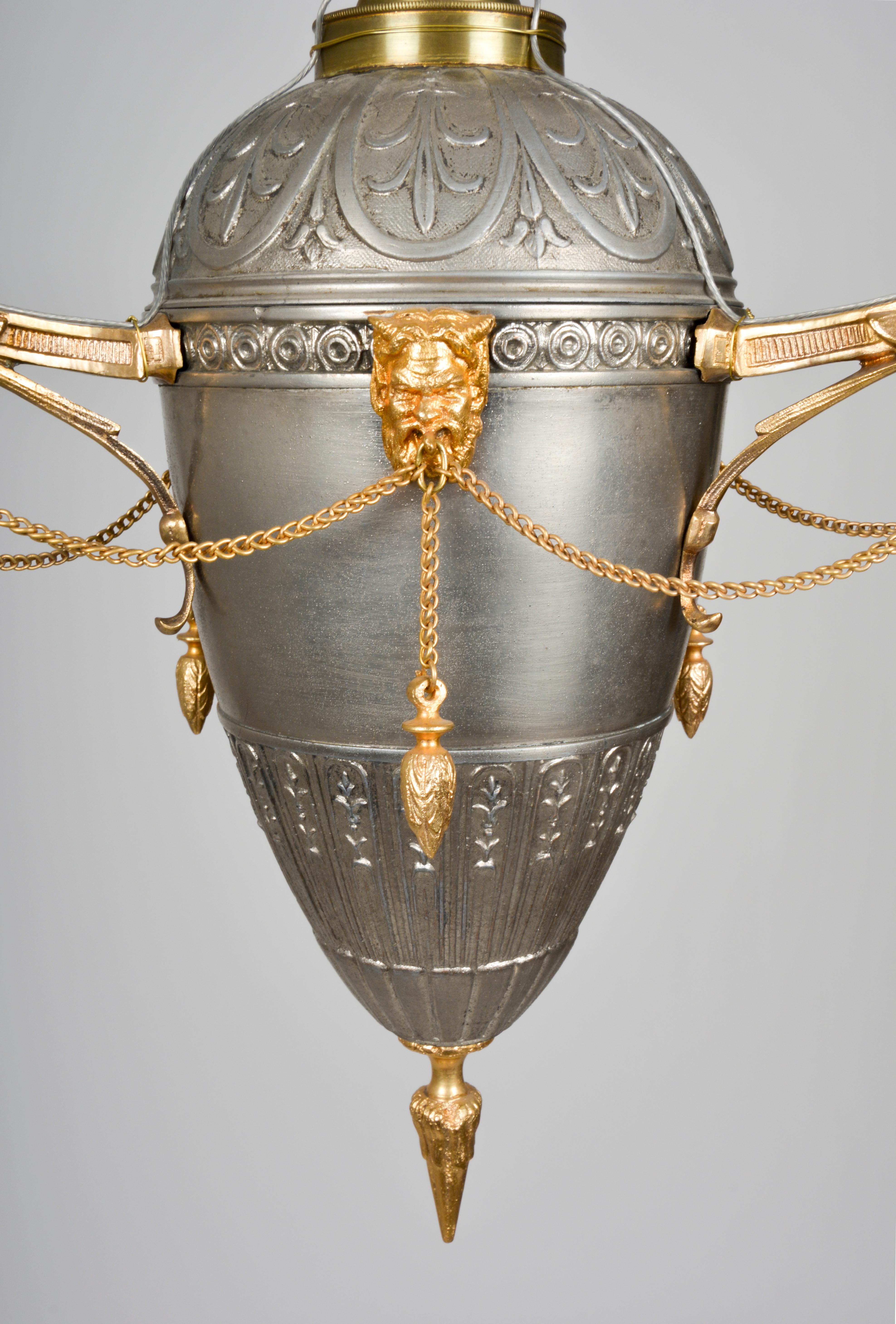 19th Century Lobmeyr-Restored Empire-Style Eternal Flame Pendant Lamp For Sale