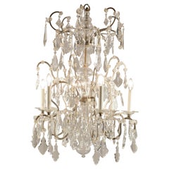 Antique Lobmeyr-Restored Wrought Iron Baroque Chandelier with Hand-Cut Crystal